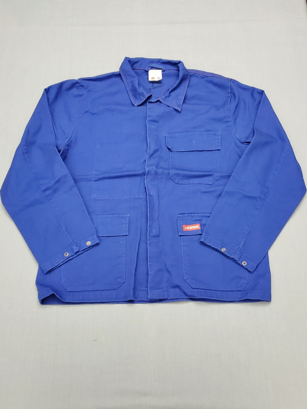 Planam Men's Blue Work Jacket Size L Short Bottom Front Collar Pockets